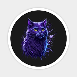 Purple Cat Splash Art Magnet